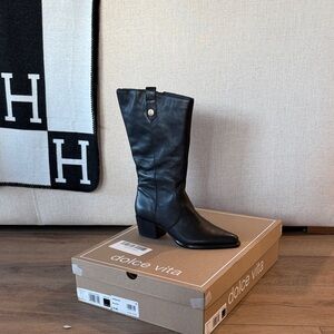 Dolce Vita Vern WIDE CALF Black Heeled Boots for Women